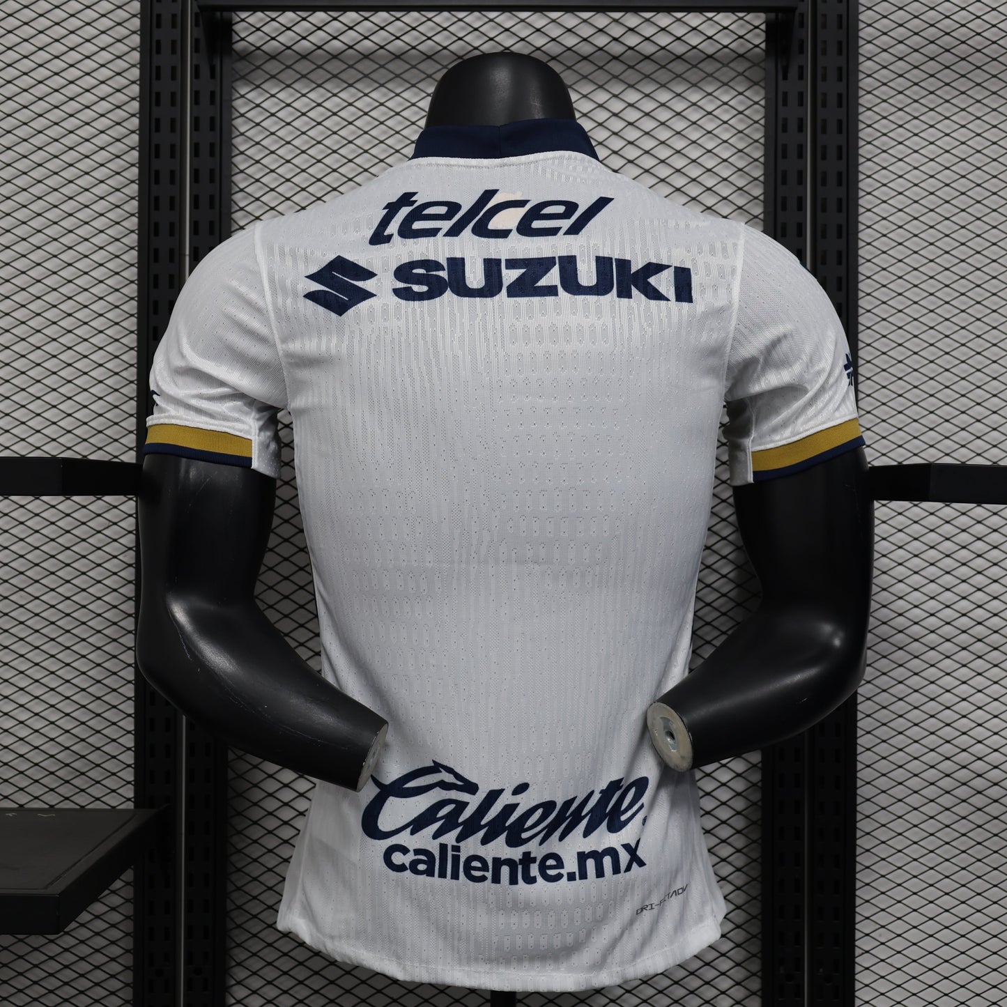 2025/26 Pumas UNAM Home Player Version Jersey - White Navy Blue Gold Chest Panel - DHL - Mifel - Pumas Lion Crest