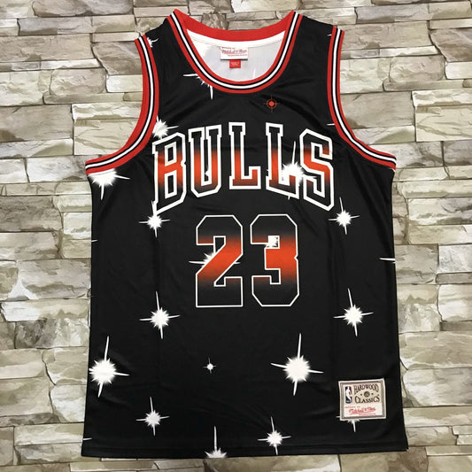 Michael Jordan #23 Chicago Bulls Mitchell & Ness Black Starry Night Flame Gradient Hardwood Classics Swingman Jersey