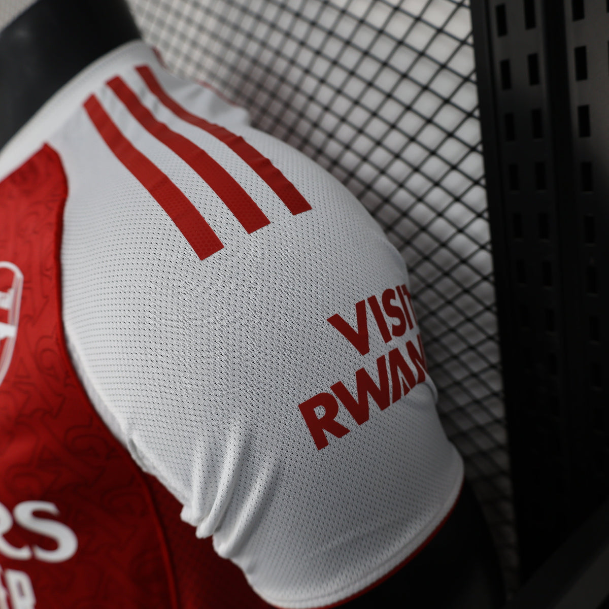 2025/26 Arsenal Home Player Version Jersey - Red Body White Sleeves All-Over Subtle Graphic Texture - White Three Stripes - Arsenal Cannon Crest - Emirates Fly Better Principal Sponsor - Men's