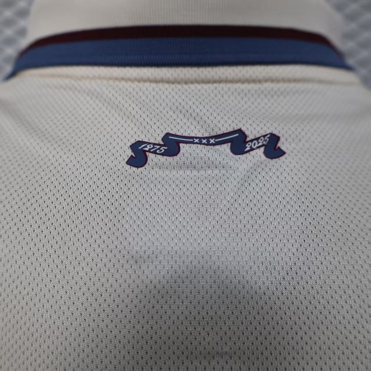 2025/26 Ajax Away Off-White Player Version Jersey - Ziggo - Navy Polo Collar - Four Stars