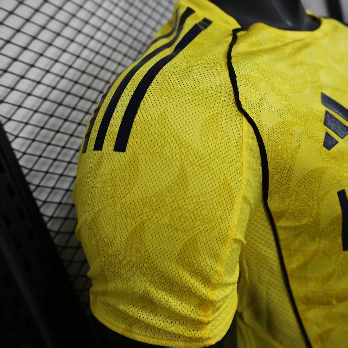 2025/26 Al-Riyadh Victory Home Player Version Jersey - Bright Yellow Body All-Over Diamond Embossed Texture - Black Side Seam Piping - Al-Riyadh Victory Crest - KAFD Principal Sponsor