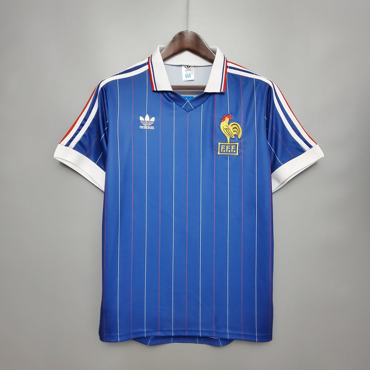 France 1982 Home Retro Jersey – World Cup Adidas Blue Multicolour Pinstripe Kit | Les Bleus Classic