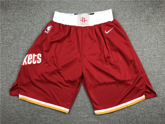 Men's Houston Rockets Red Throwback Basketball Shorts1