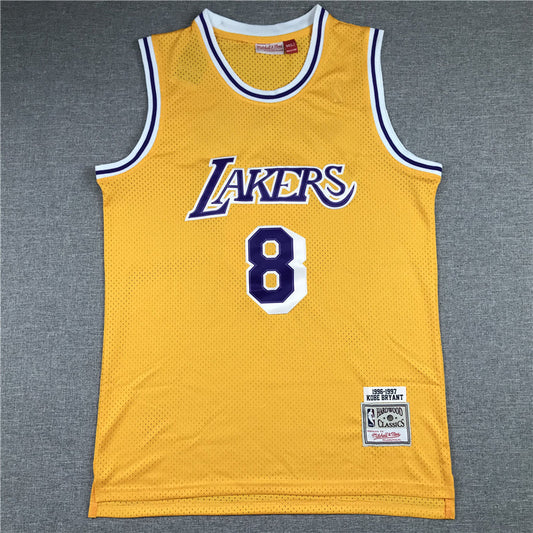 Men's Los Angeles Lakers Kobe Bryant 1996-97 Yellow Hardwood Classics Authentic Jerseys