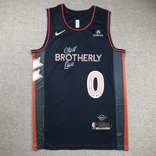 Men's Philadelphia 76ers Tyrese Maxey #0 Navy 2023/24 Swingman Jerseys - City Edition