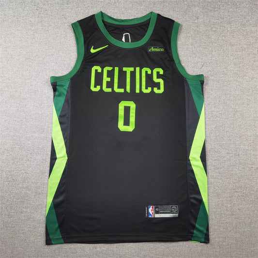 Men's Boston Celtics Jayson Tatum #0 Black 2024/25 Swingman Player Jerseys - City Edition