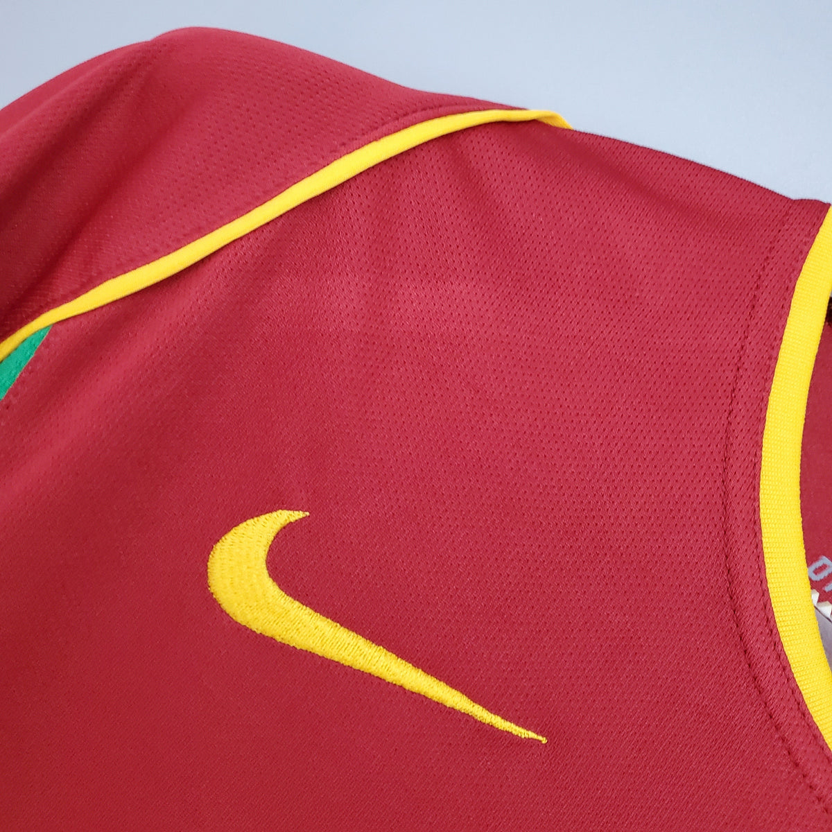 Portugal 2002 Home Jersey – Red Nike Dri-FIT Green Side Panel Retro 2002 FIFA World Cup Football Shirt | Figo Rui Costa Pauleta Classic A Selecao das Quinas Kit