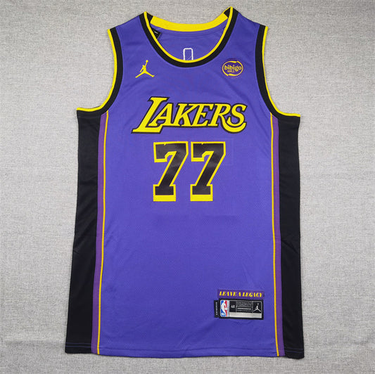 Men's Los Angeles Lakers Luka Doncic #77 Purple Swingman Jerseys - Statement Edition