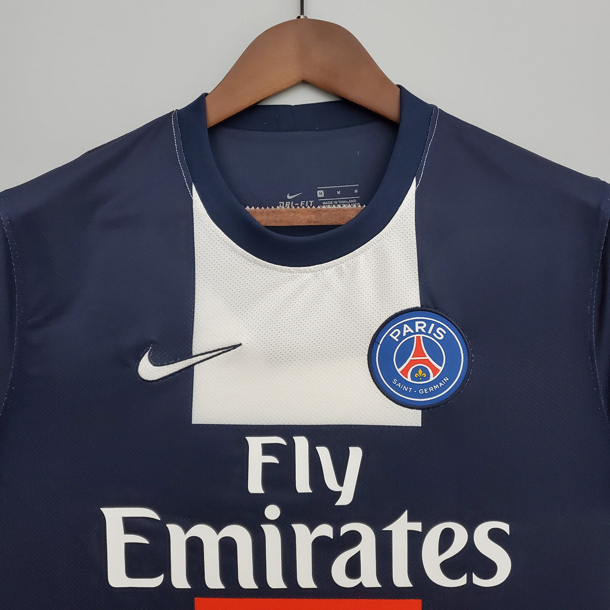 PSG 2013-14 Home Retro Jersey – Navy Blue Red Vertical Stripe Fly Emirates Nike Dri-Fit Fan Version Football Shirt