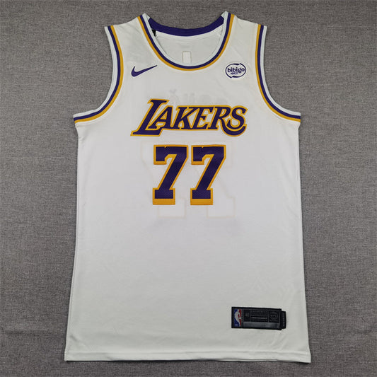 Men's Los Angeles Lakers Luka Doncic #77 White Swingman Jerseys - Association Edition