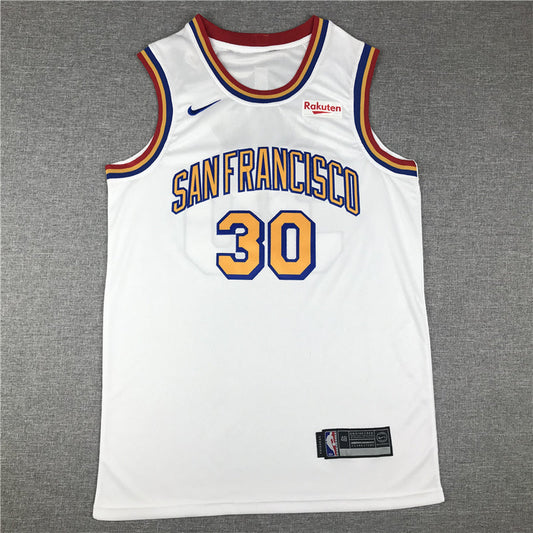 Stephen Curry #30 Golden State Warriors Nike White "San Francisco" Classic Edition Tri-Color Collar Swingman Jersey