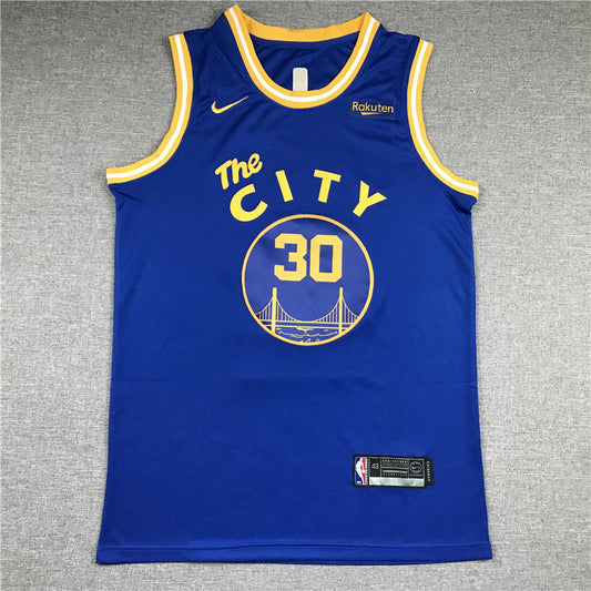 Stephen Curry #30 Golden State Warriors Royal Blue 2020-21 "The City" San Francisco Gold Bay Bridge Badge Classic Edition Swingman Jersey