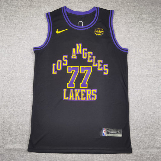 Men's Los Angeles Lakers Luka Doncic #77 Black 2023/24 Swingman Jerseys - City Edition