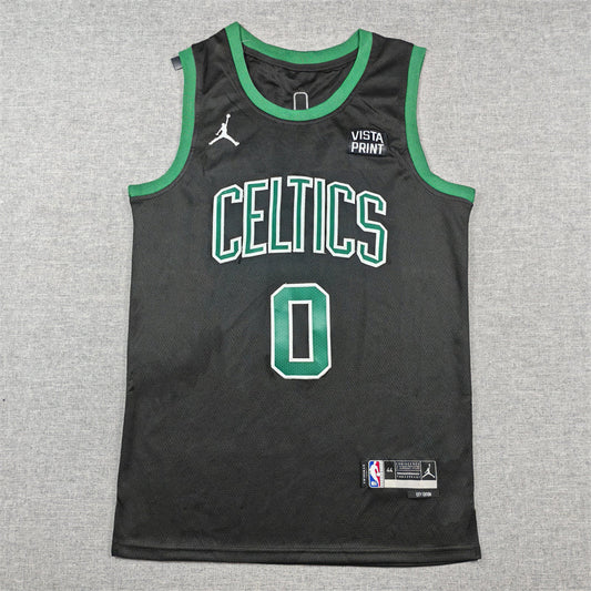 Men's Boston Celtics Jayson Tatum #0 Black Swingman Jerseys - Statement Edition