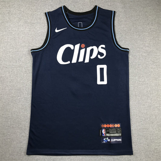 Men's LA Clippers Russell Westbrook #0 Navy 2023/24 Swingman Jerseys - City Edition