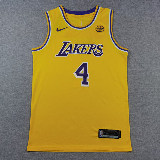 Men's Los Angeles Lakers Dalton Knecht #4 Gold Swingman Jerseys - Icon Edition