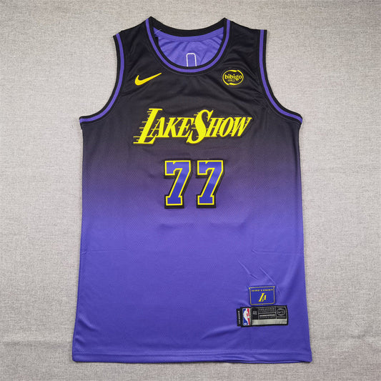 Men's Los Angeles Lakers Luka Doncic #77 Purple 2024/25 Swingman Player Jerseys - City Edition