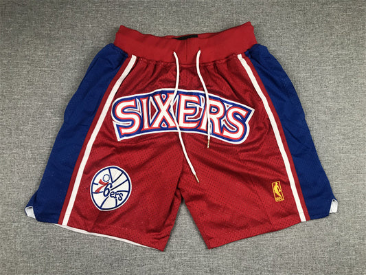 Men's Philadelphia 76ers Red Hardwood Classics Authentic Basketball Shorts1