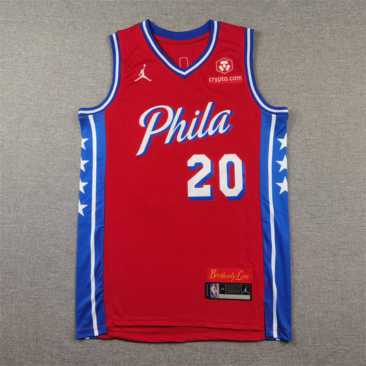 Men's Philadelphia 76ers Jared McCain #20 Red Swingman Jerseys - Statement Edition
