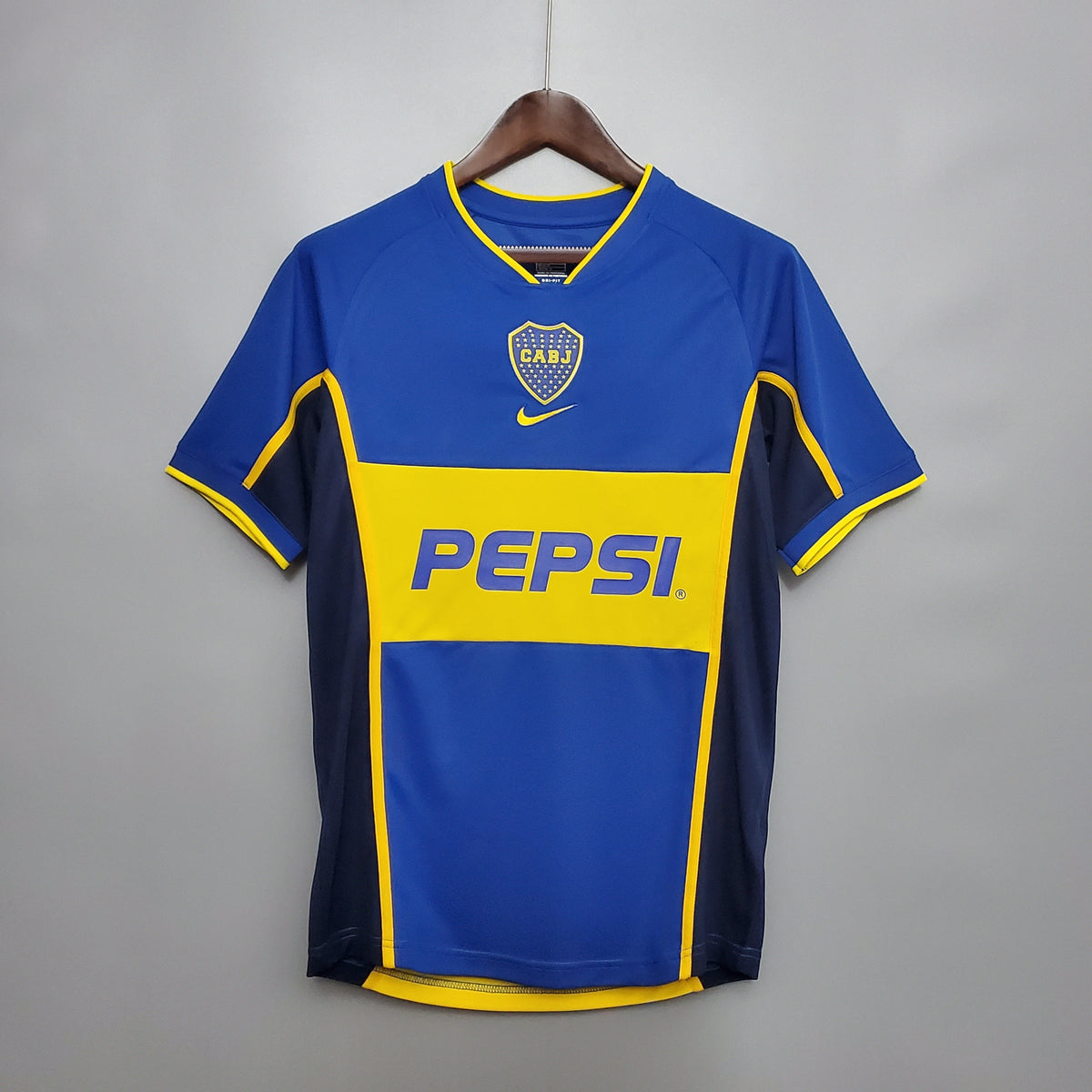 Boca Juniors 2002-03 Home Retro Jersey – Nike Blue Yellow Pepsi Riquelme Palermo Intercontinental Cup Football Shirt