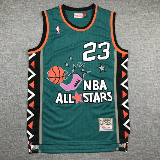 Michael Jordan #23 1996 NBA All-Star Game Mitchell & Ness Teal Geometric Hardwood Classics Swingman Jersey