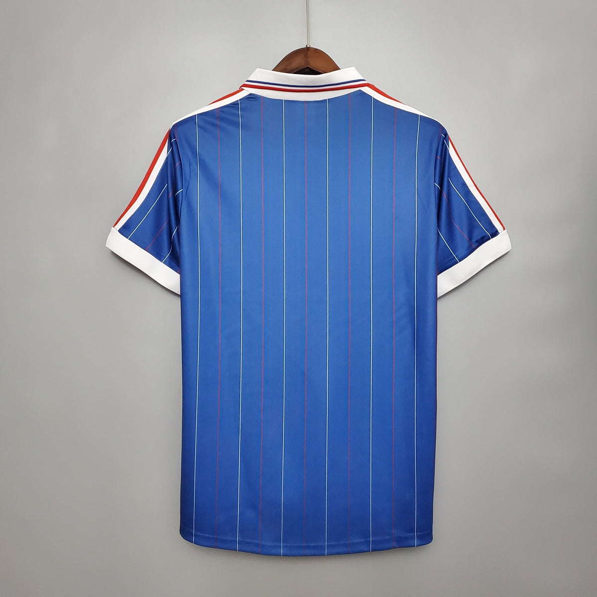 France 1982 Home Retro Jersey – World Cup Adidas Blue Multicolour Pinstripe Kit | Les Bleus Classic