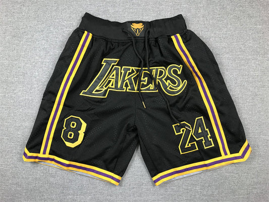 Men's Los Angeles Lakers #8-24 Black Pocket Shorts1