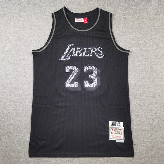Men's Los Angeles Lakers LeBron James #23 Black 2018/19 Hardwood Classics Swingman Jerseys