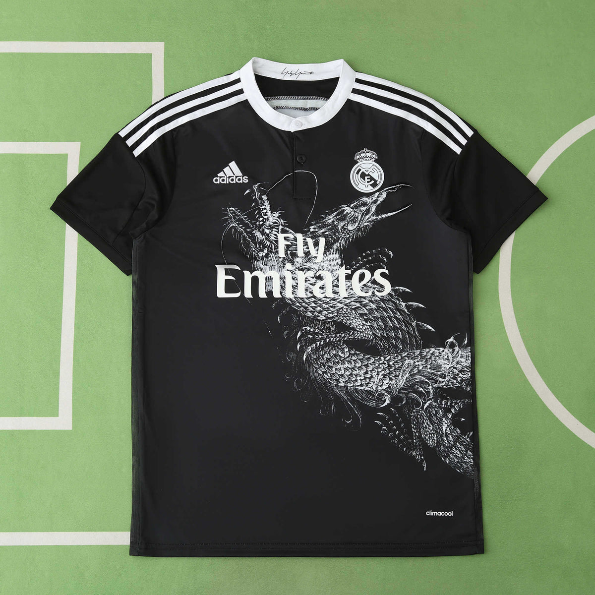 Real Madrid CF Dragon Edition Jersey 2014/15 – Fan Version | All-Black Retro Football Shirt with White Dragon Graphic